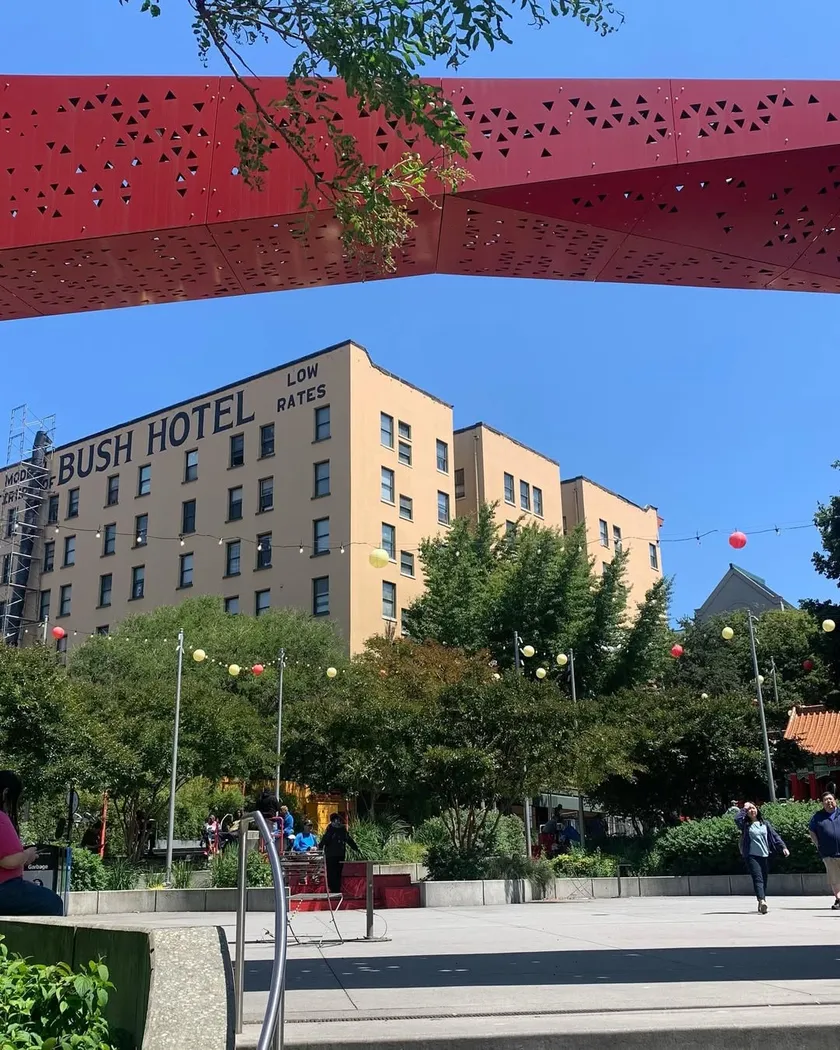 The historic Bush Hotel building